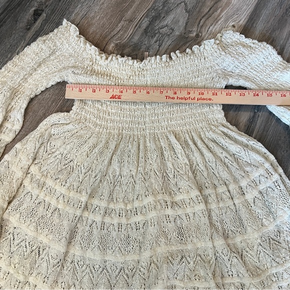 COPY - FREE PEOPLE Cream Crochet Flare Sleeve Off Shoulder Free Flow Top Medium - Picture 13 of 14